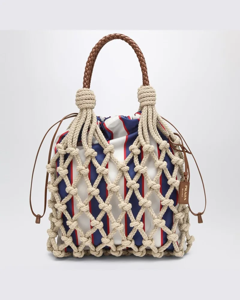 Prada Mittlere  Noué Tasche in Seilblau/Royalblau Beige