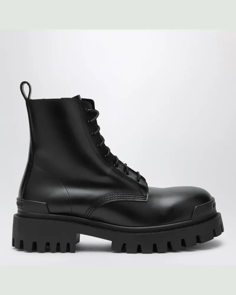 Balenciaga Schwarze Combat-Stiefel aus Leder Black
