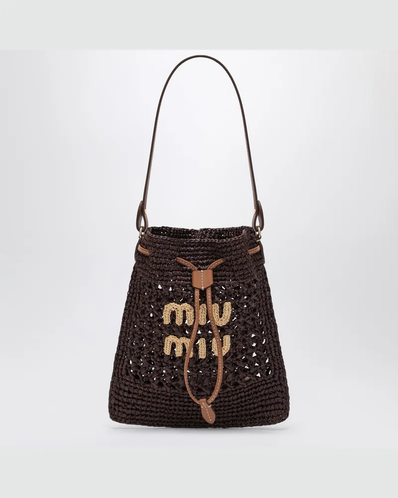 Miu Miu Mini-Eimertasche aus kakaofarbenem Webstoff 