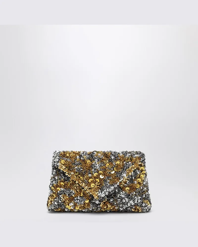 Dries van Noten Pochette mit silbernen/goldenen Pailletten Metallisch