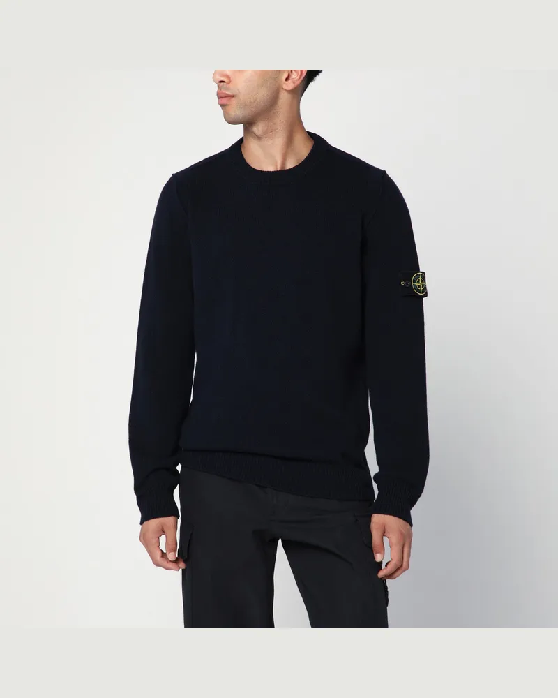 Stone Island Marineblauer Pullover aus Woll-Mix Blue