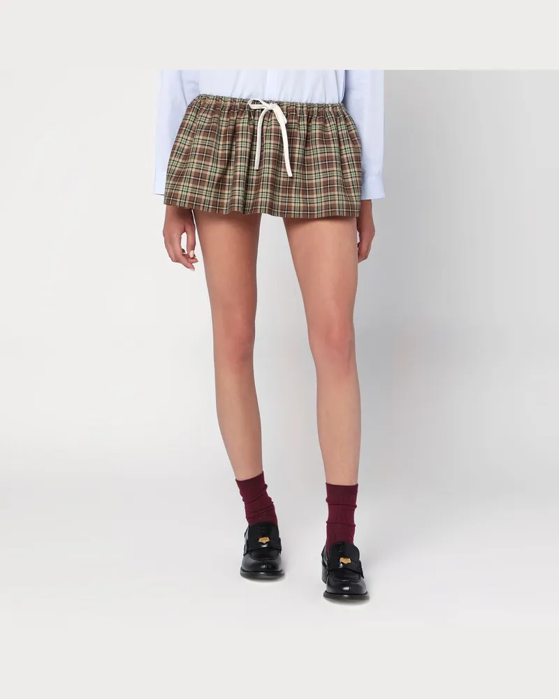 Miu Miu Minirock mit Karo-Muster in Kamel-/Tabakfarben Braun