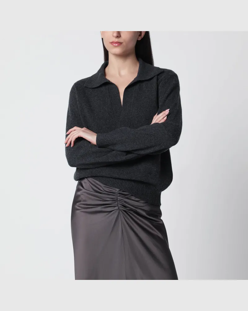 Victoria Beckham Genevieve Pullover aus grau meliertem Kaschmirmischgewebe Brown