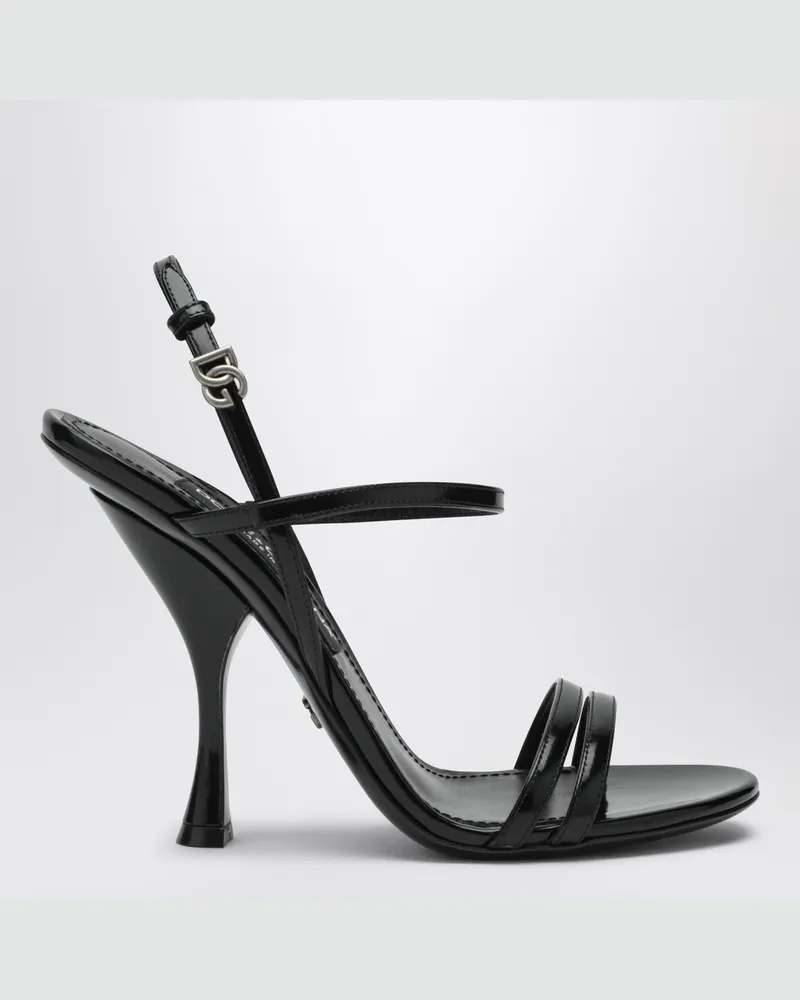 Dolce & Gabbana Schwarze Sandalen aus poliertem Kalbsleder Black