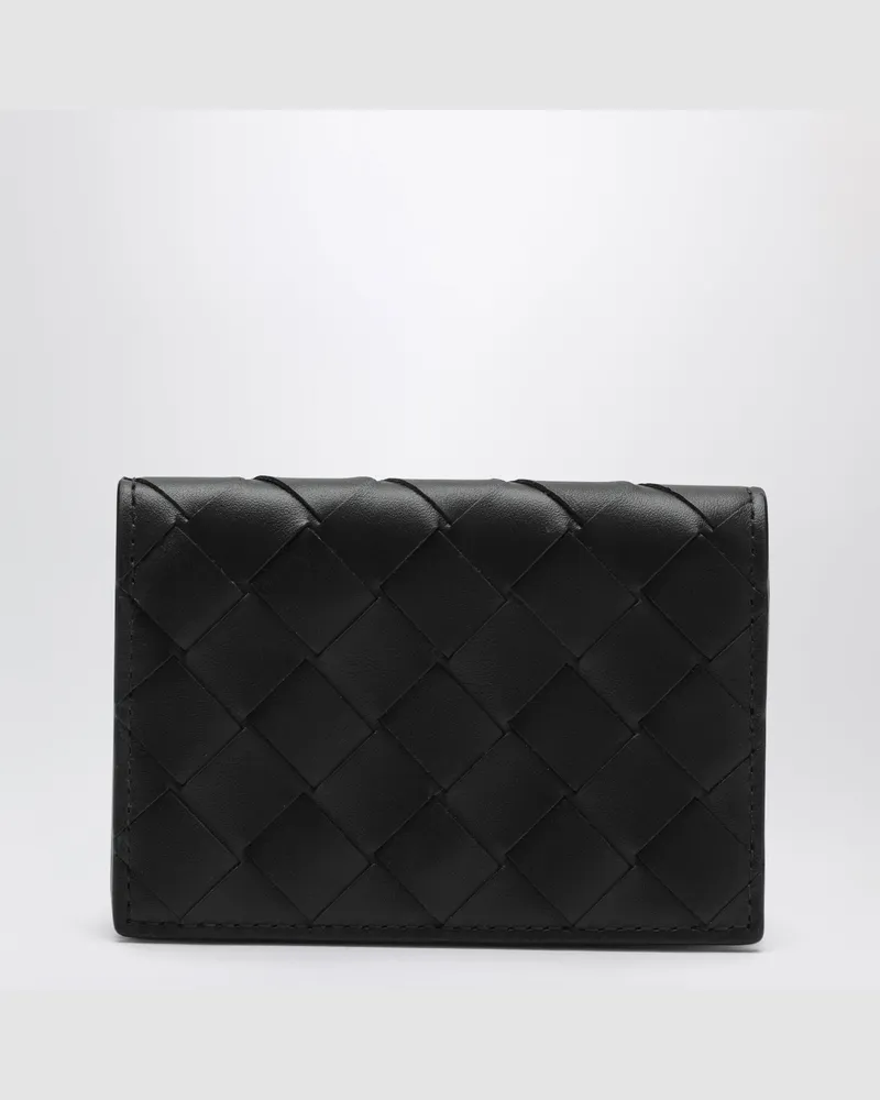 Bottega Veneta Geflochtener Visitenkartenhalter aus schwarzem Leder Black