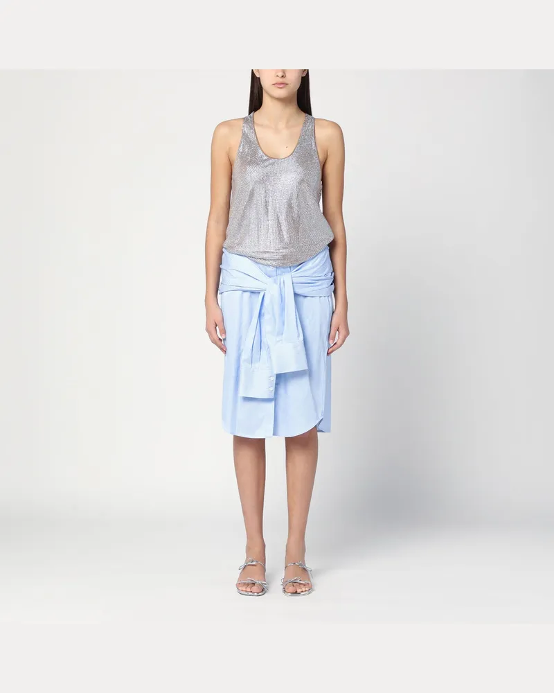 Giuseppe di Morabito Hellblaues Hemdkleid mit Strasssteinen Light