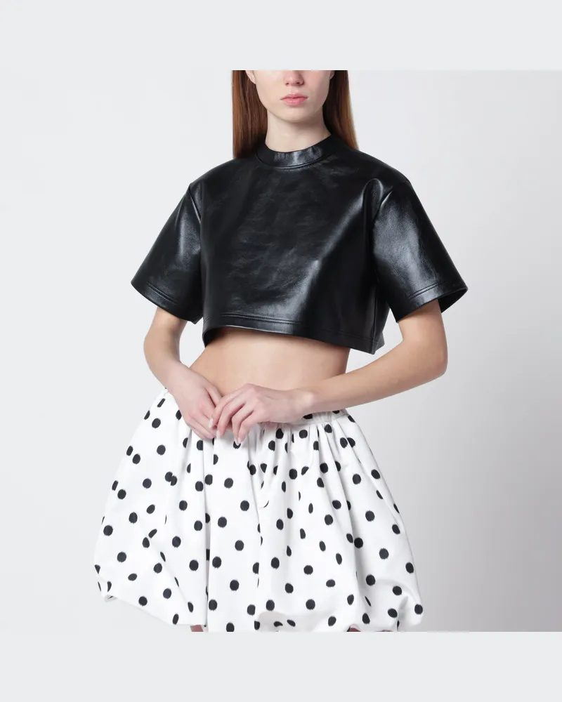 Balenciaga Schwarzes Cropped-Top Aus Leder Black