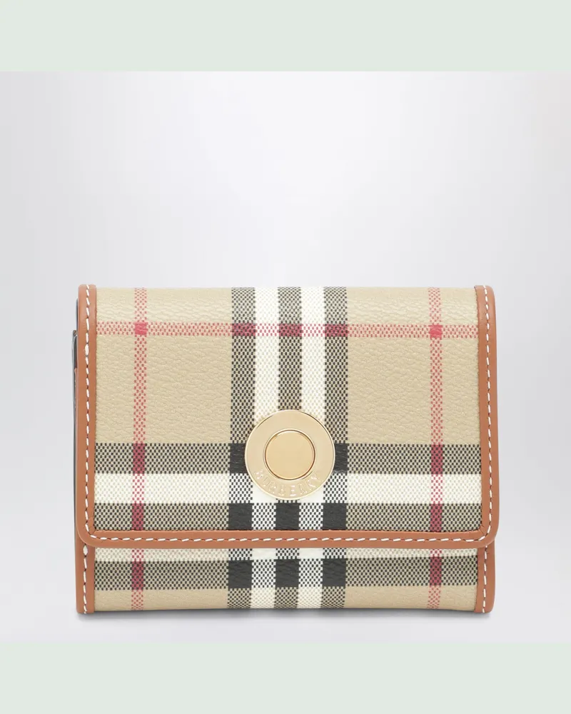Burberry Beiges Portemonnaie mit Check-Muster Beige