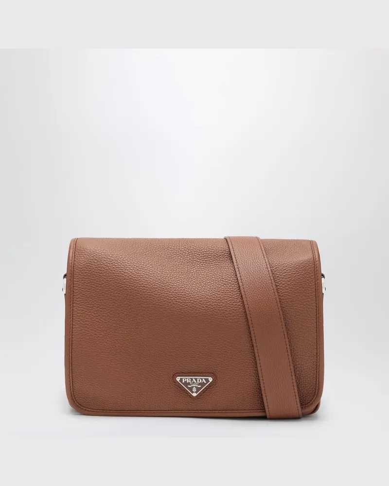 Prada Schultertasche aus cognacfarbenem Leder Braun
