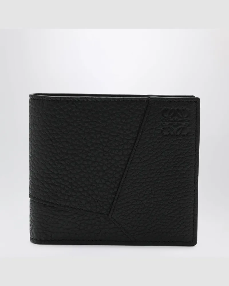 Loewe Puzzle Geldbörse (Bi-Fold) aus schwarzem genarbtem Leder Black