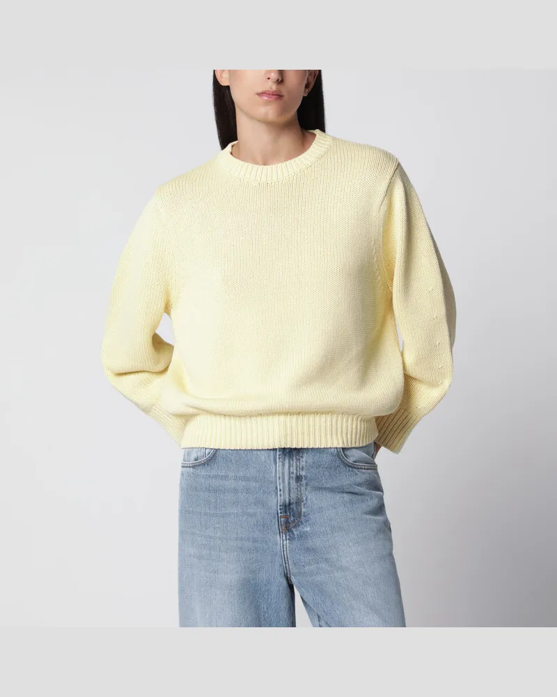 Totême Oversize-Pullover mit Rundhalsausschnitt aus cremefarbener Baumwolle Yellow