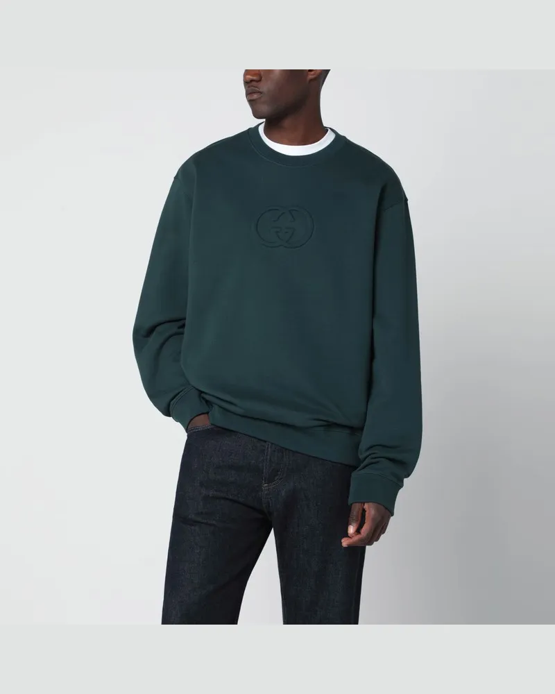 Gucci Grünes Sweatshirt aus gebürstetem Baumwolljersey Grün