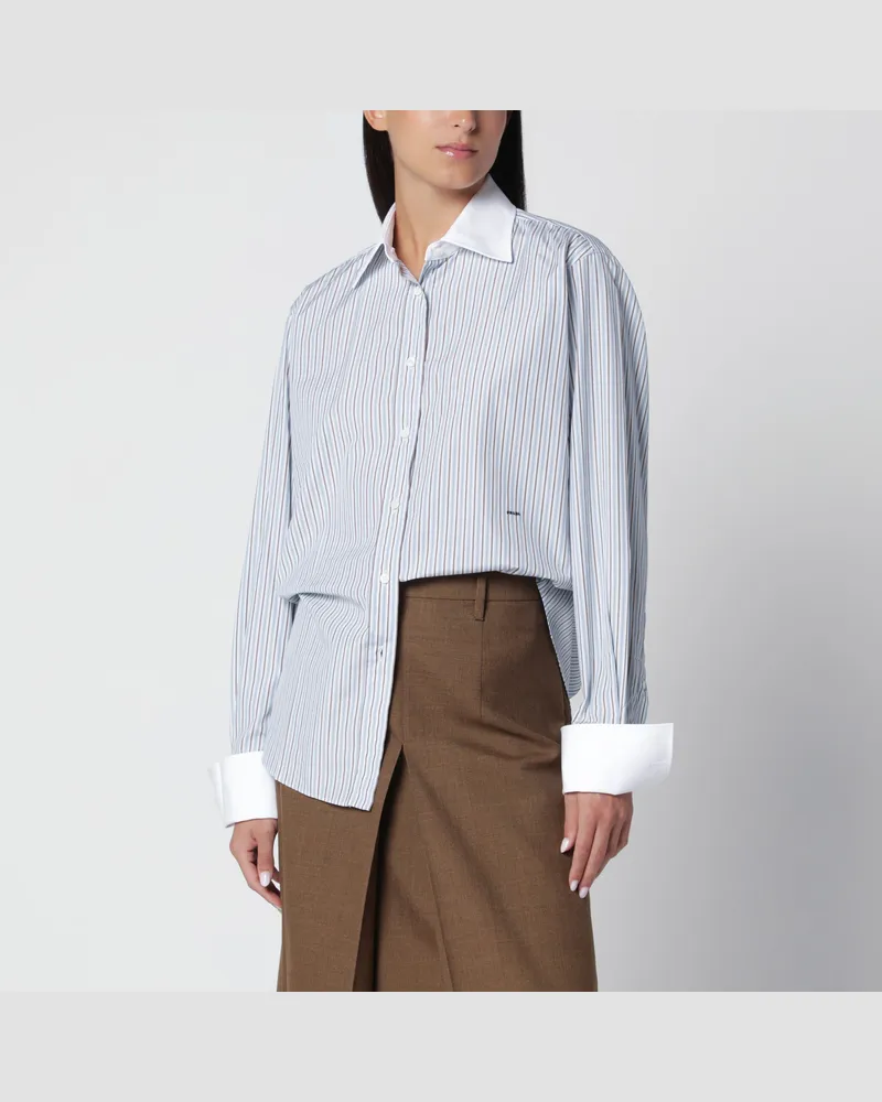 Prada Hemd aus Baumwolle in Himmelblau mit Streifen Light