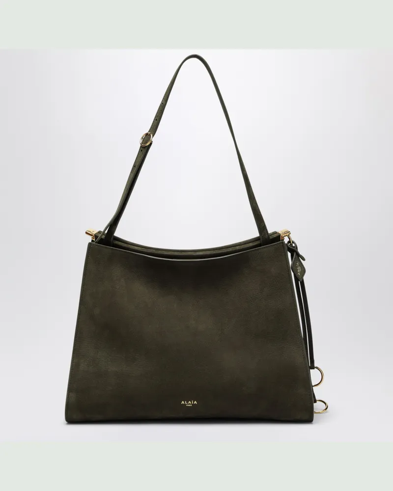 Alaïa Die Click mittelgroße quadratische khaki Nubuk-Tasche Green