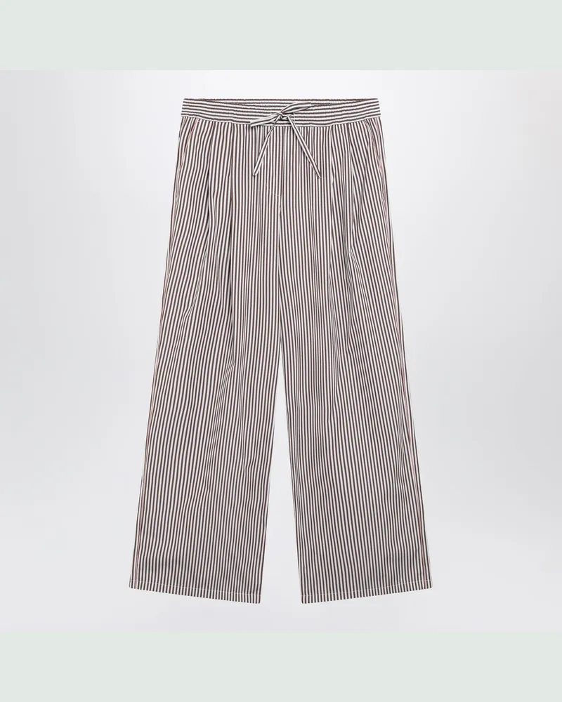 Dolce & Gabbana Gestreifte Popeline-Shorts aus Baumwolle und Seide, Multicolor Red