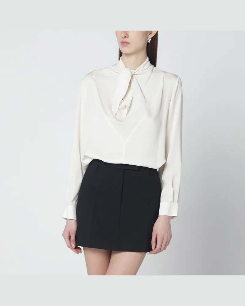Max Mara Elfenbeinfarbene Bluse aus Seidencharmeuse Beige