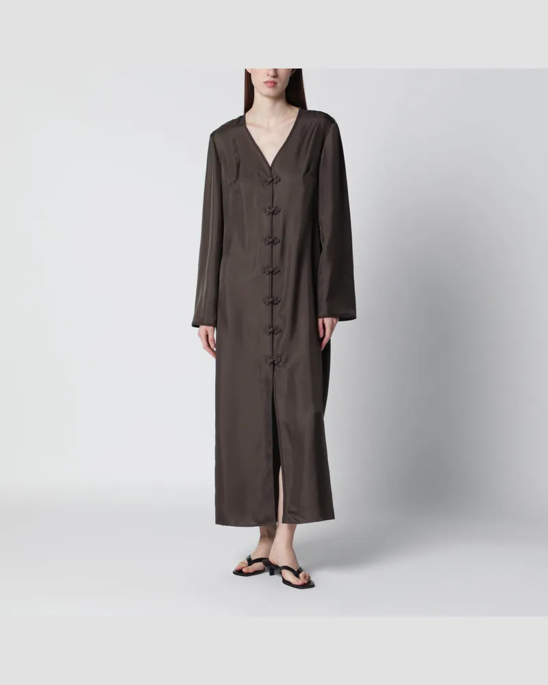 Róhe Seidenkleid in Erdton mit Pankou-Verschluss Brown