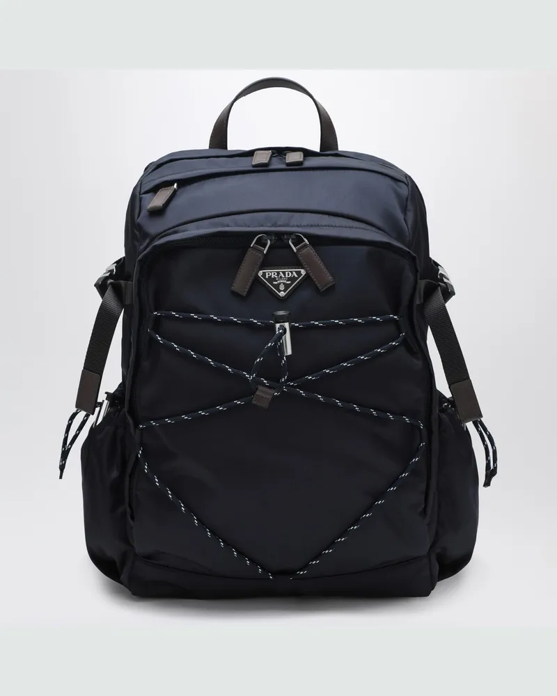 Prada Blauer Speedrock Rucksack aus Re-Nylon und Leder Blue