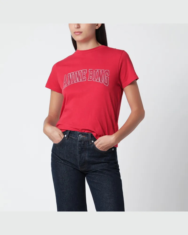 Anine Bing Shelley rotes Baumwoll-T-Shirt Red
