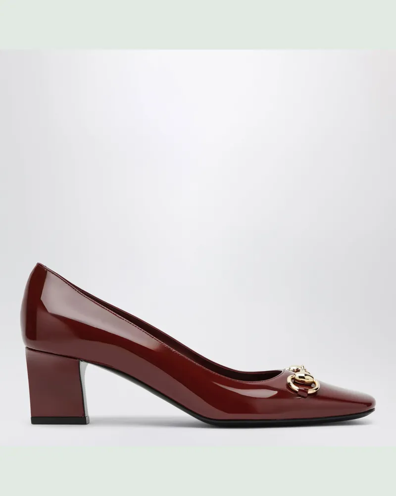 Gucci Burgunderrote Signora Pumps aus Lackleder Burgundy