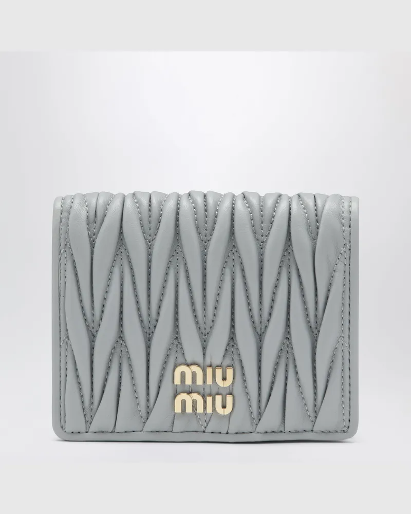 Miu Miu Portemonnaie aus gestepptem Nappaleder in Perlmutt Grey