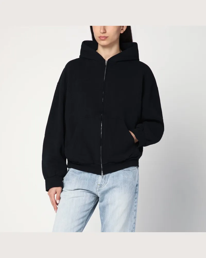 Balenciaga Ausgewaschener schwarzer Flipped Uni Regular Fit Zip-Hoodie Schwarz