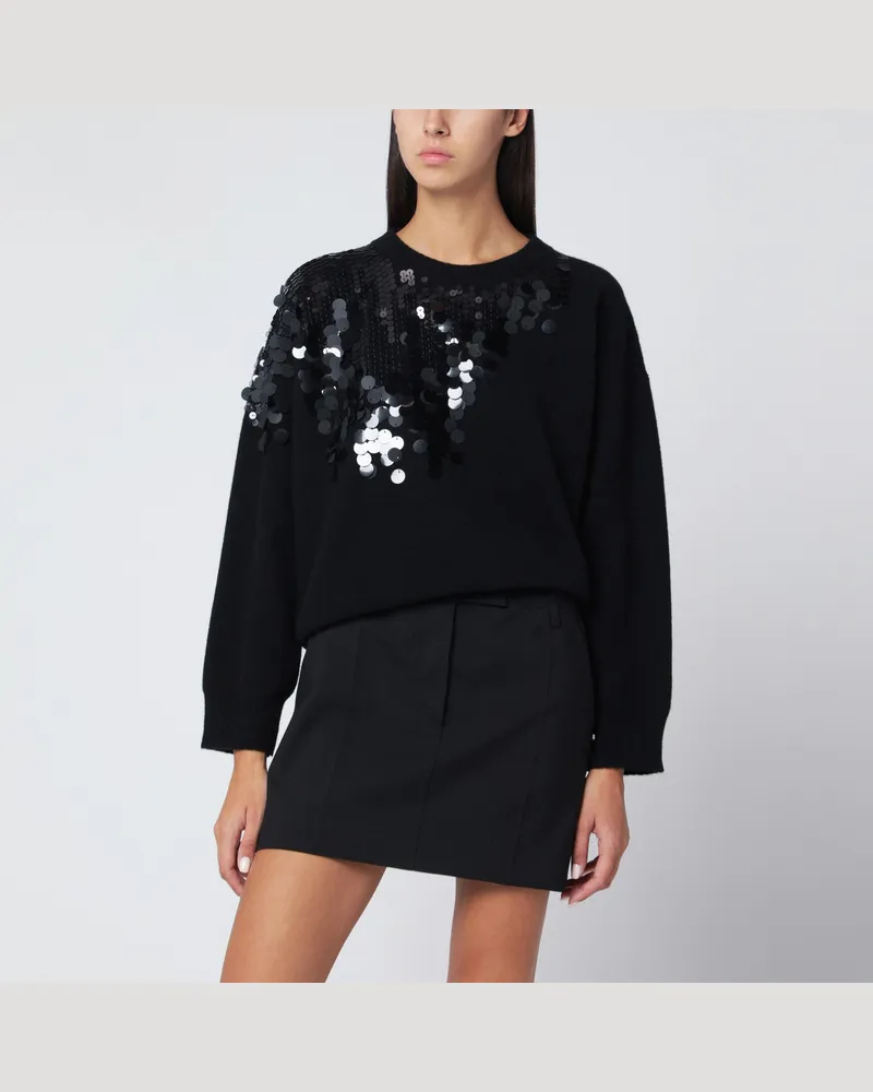 Roberto Collina Schwarzer Pullover mit Paillettenstickerei 