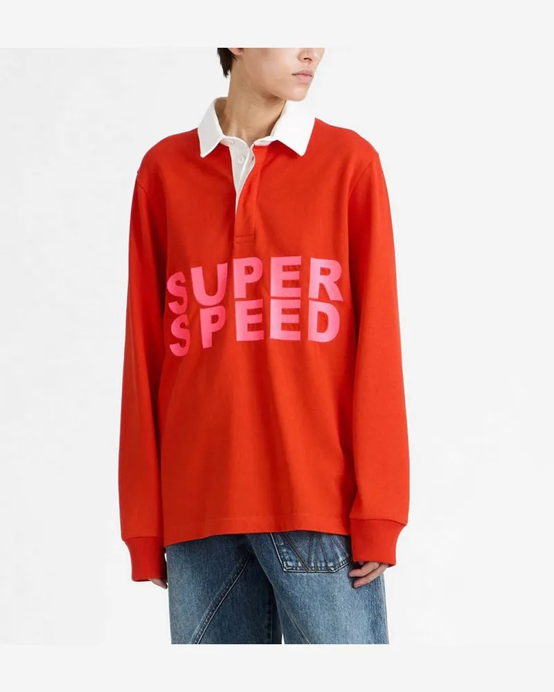 J.W.Anderson Super Speed Poloshirt in leuchtendem Rot Red