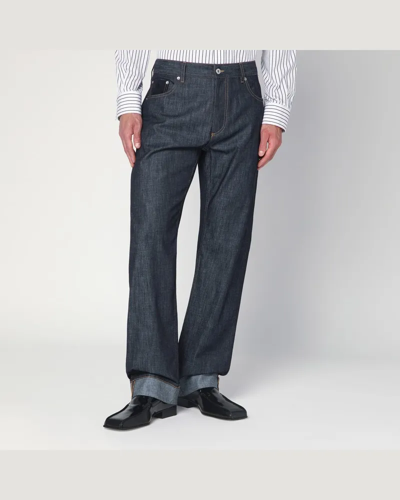 Bottega Veneta Indigoblaue Jeans mit Umschlag Blau
