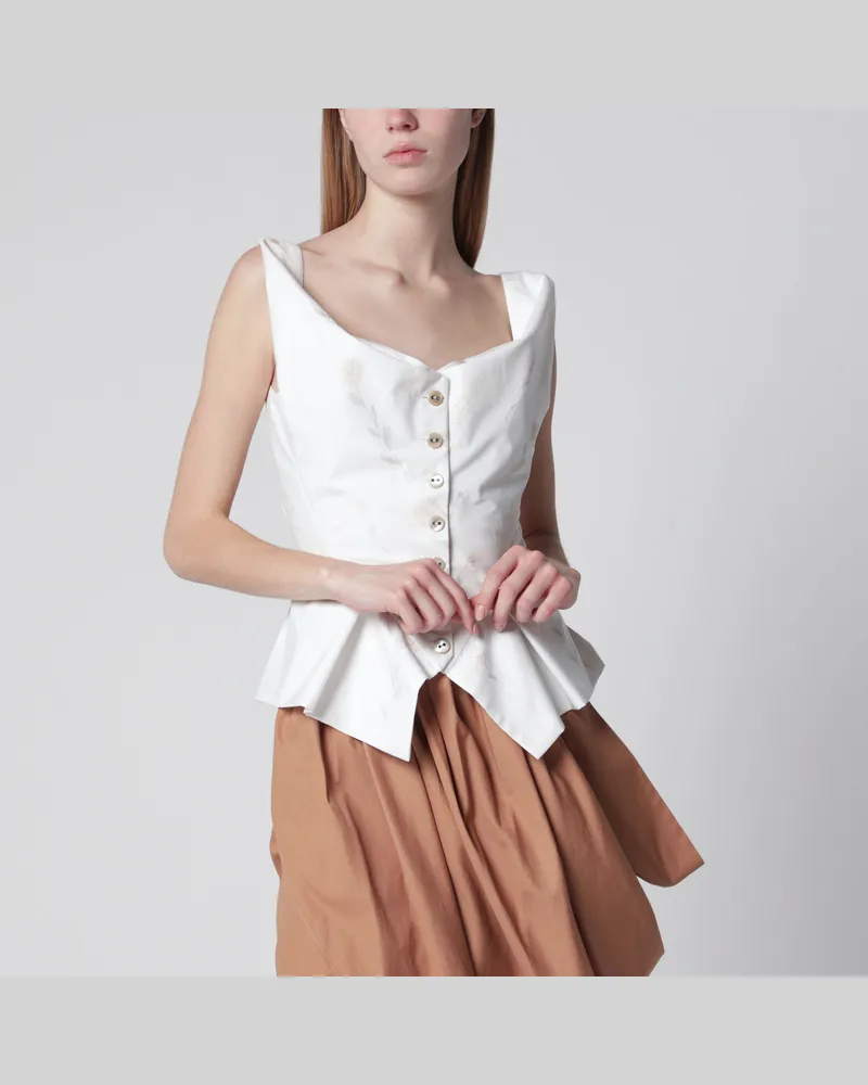 Vivienne Westwood Weiße Weste mit floralen Stickereien White