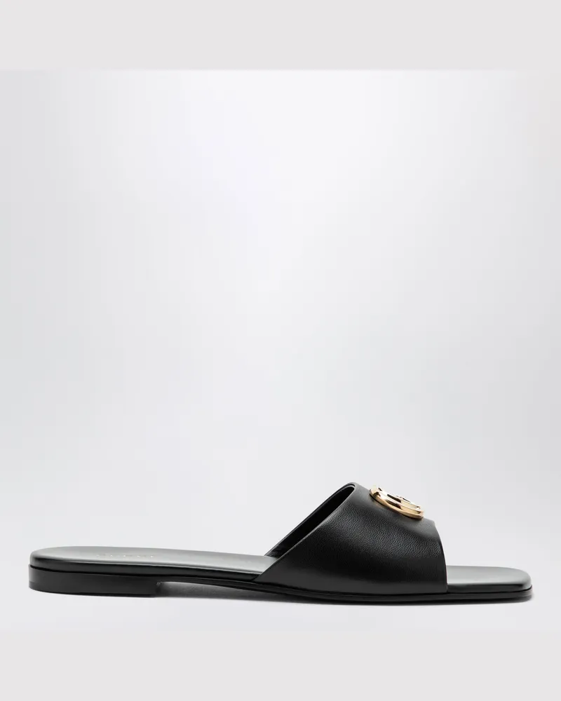 Gucci Double G Slides aus schwarzem Nappaleder Black