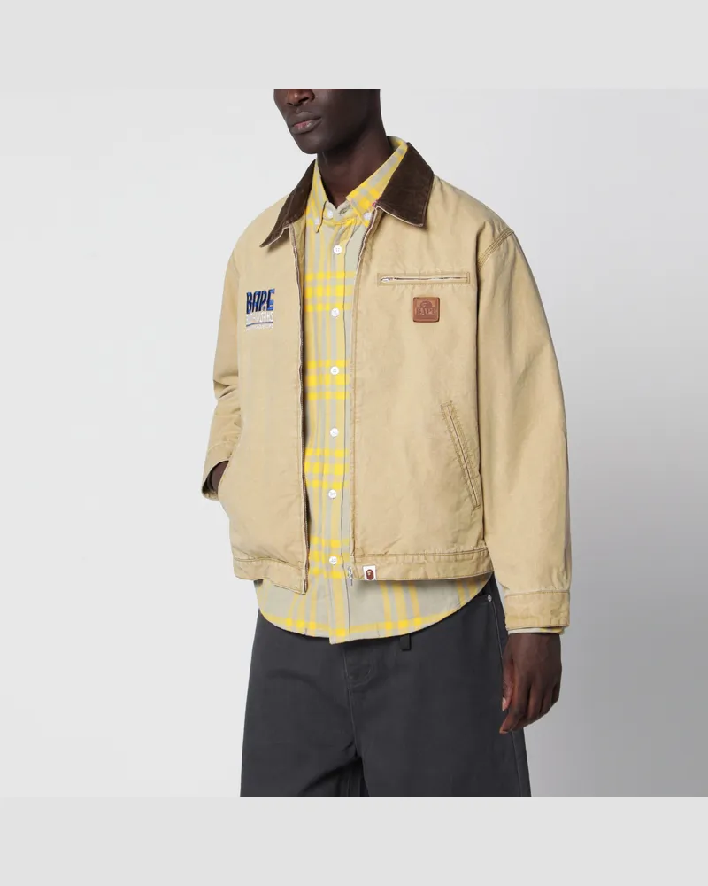 BAPE Beige Jacke mit Reißverschluss aus Canvas Beige
