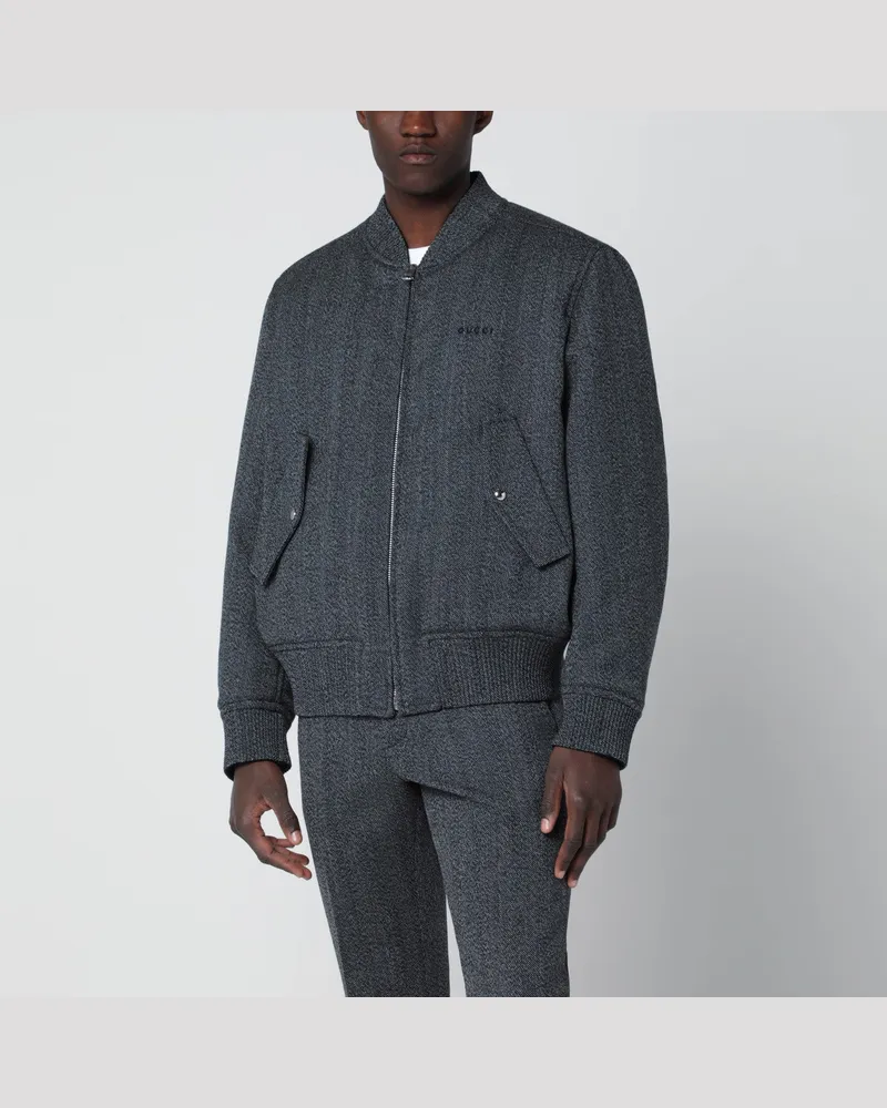 Gucci Wendbare Bomberjacke aus schwarz-weißem Mouliné-Stoff White