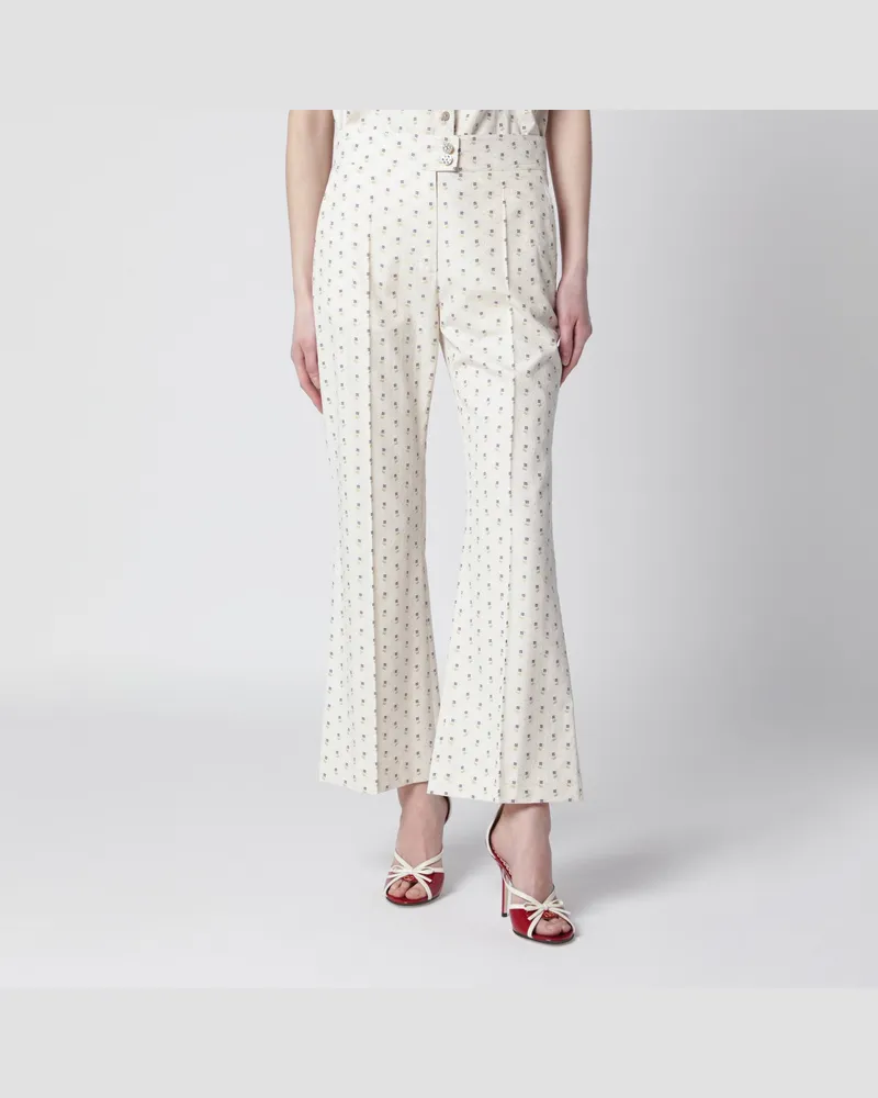 Valentino Garavani Elfenbeinfarbene Hose mit floralem Muster Beige