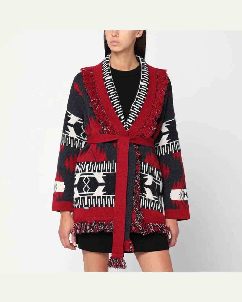 Alanui Cardigan Icon Jacquard Rubin/Kohle Mehrfarbig