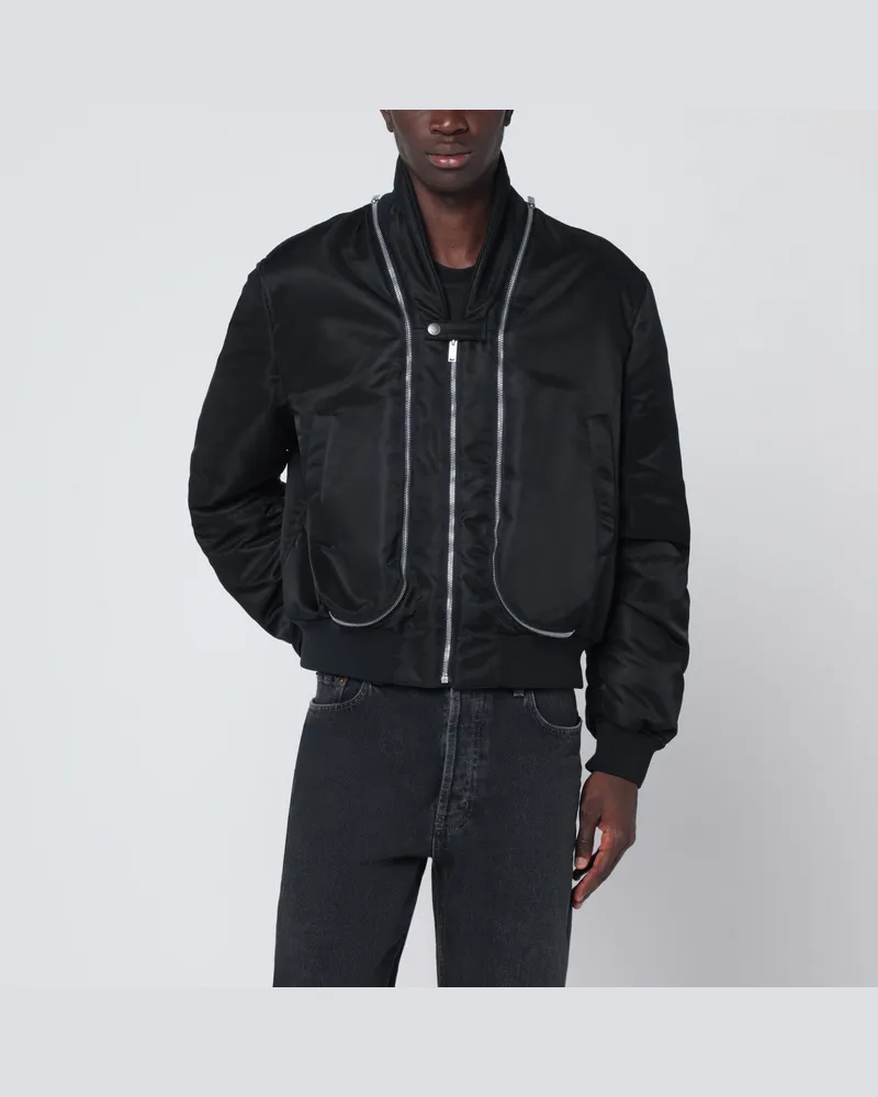 Alexander McQueen Schwarze Bomberjacke mit Reißverschluss aus Nylon 