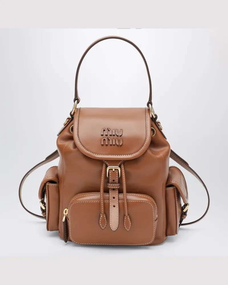 Miu Miu Cognac calfskin backpack Brown