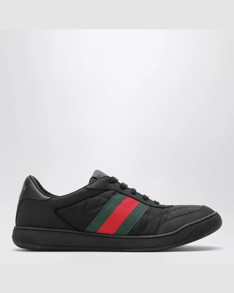 Gucci Schwarze Screener-Sneaker aus Leder und Stoff Black