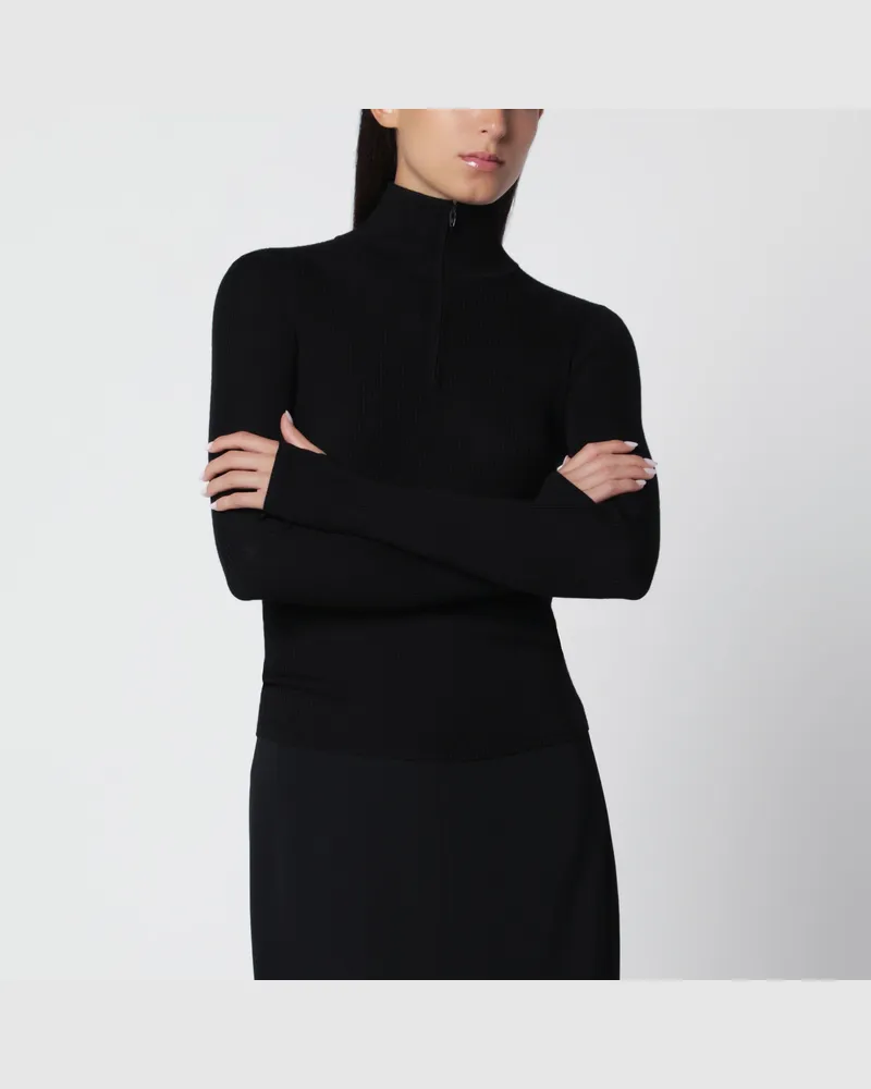 FRANKIE Shop Sade Strickpullover schwarz aus Merinowolle und Seide Black