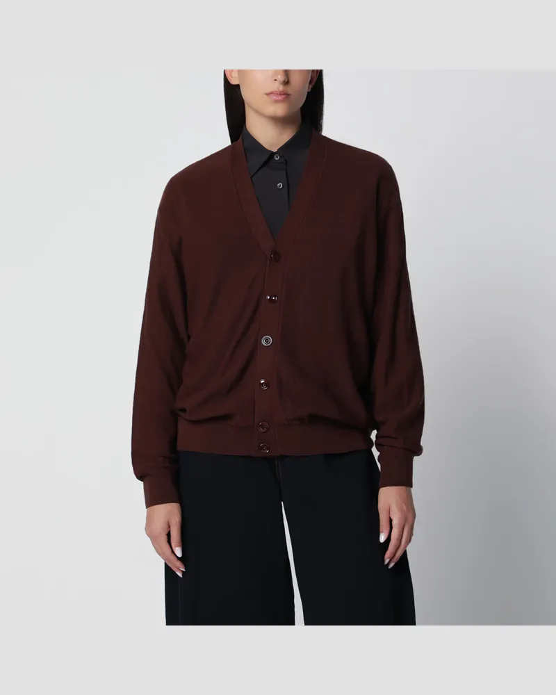 Christophe Lemaire Strickjacke Twisted mahagonibraun aus Merinowollmix Brown