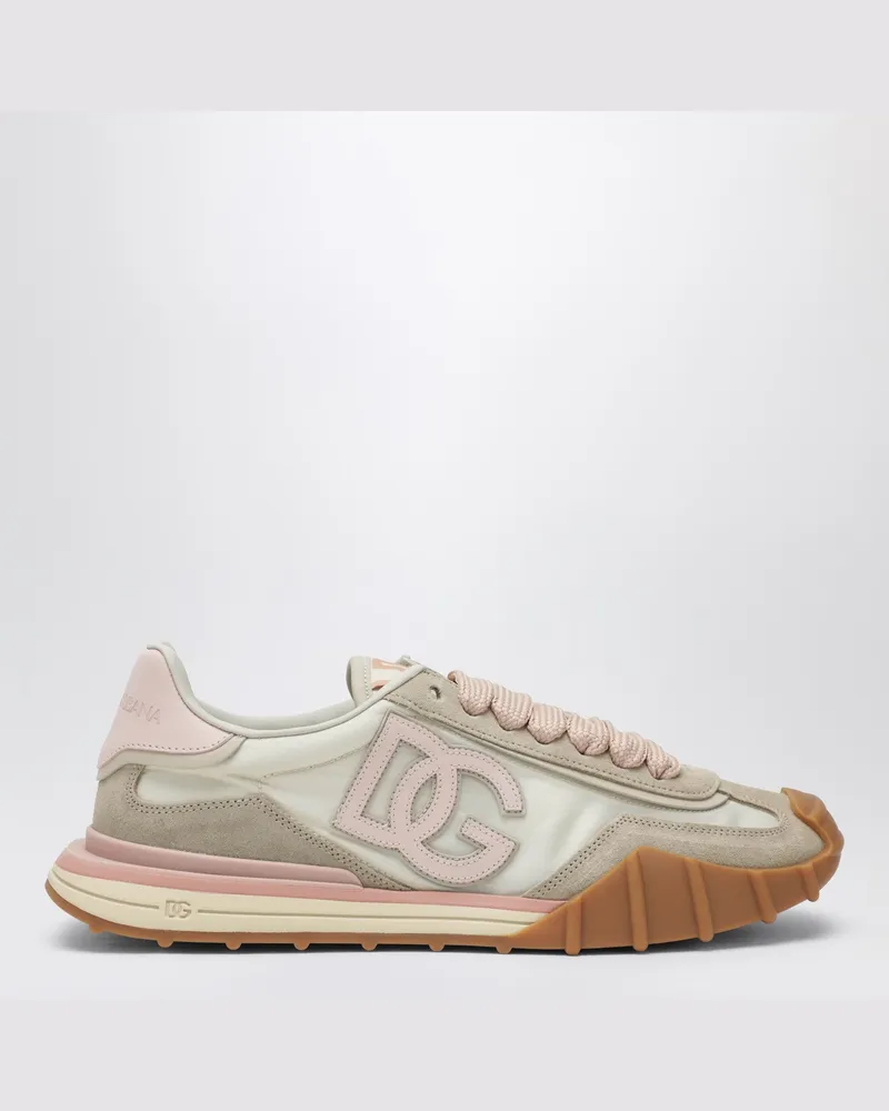 Dolce & Gabbana DG Athletic Sneakers aus Stoff und Leder in Elfenbein und Rosa Pink