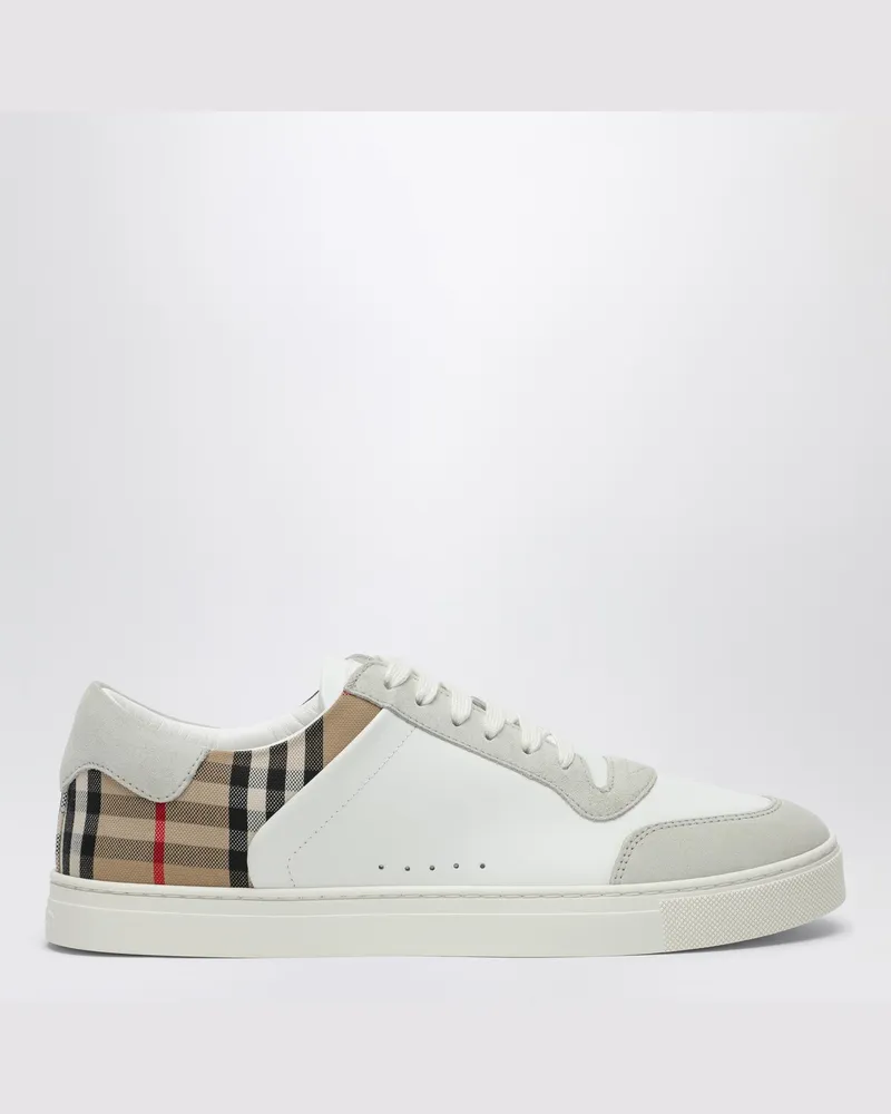 Burberry Weiße Sneakers aus Leder mit Karomuster White