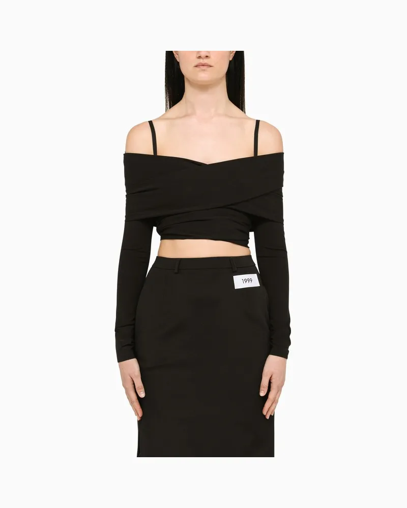 Dolce & Gabbana Schwarzes Oberteil mit U-Boot-Ausschnitt Schwarz