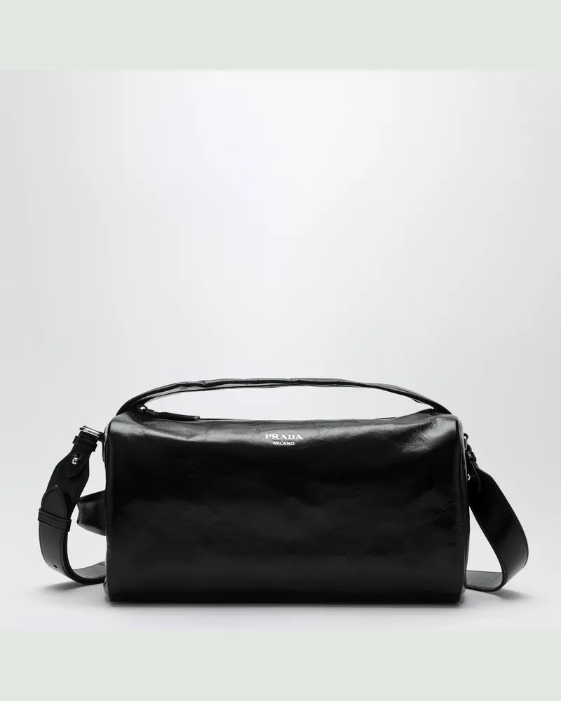 Prada Schwarze Ledertasche mit glänzendem Finish Black
