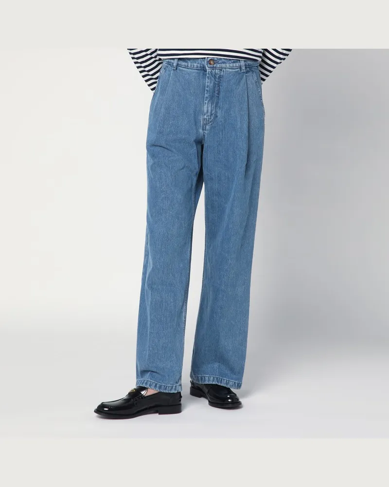 Kitsuné Weite blaue Faltenjeans Blau