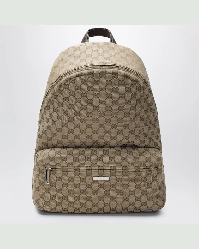Gucci Großer Tag Rucksack aus sand-/braunfarbenem GG-Canvas Beige