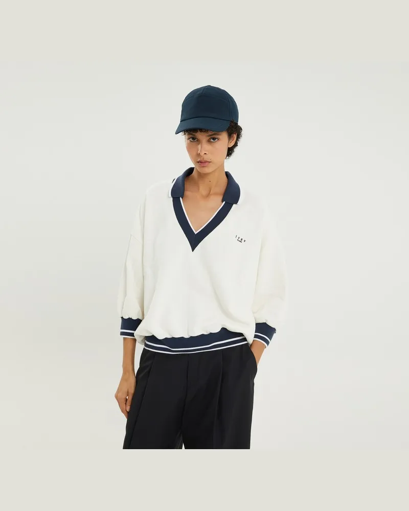 1989 STUDIO JP V-Ausschnitt Sweatshirt weiß Weiß