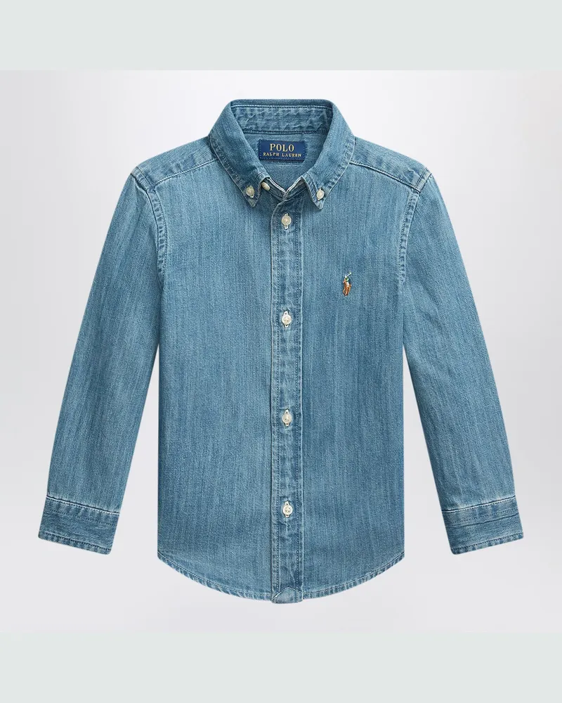 Ralph Lauren Blaues Button-Down-Jeanshemd aus Denim 