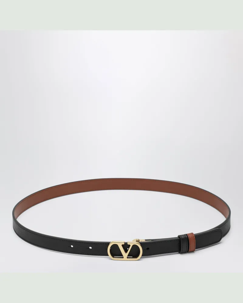 Valentino Garavani Schwarz/karamellfarbener VLogo Signature Wendegürtel Black