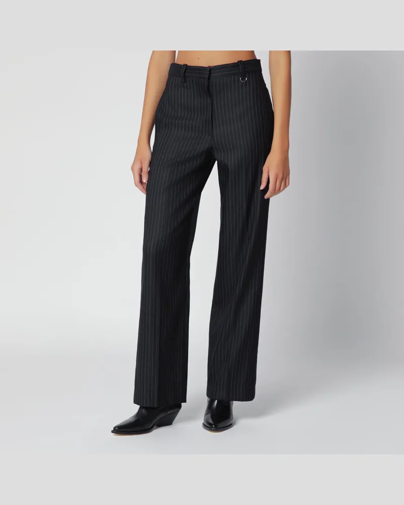 Isabel Marant Schwarze Nadelstreifenhose aus Wollmischung Black
